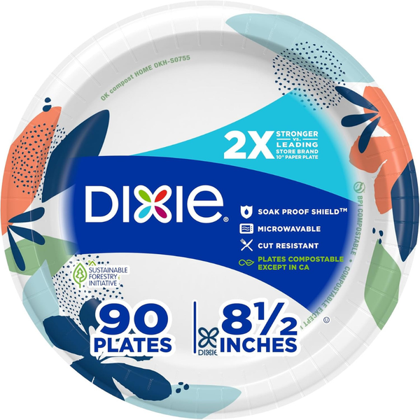 90-Count Dixie 8.5" Light Dinner Disposable Paper Plates