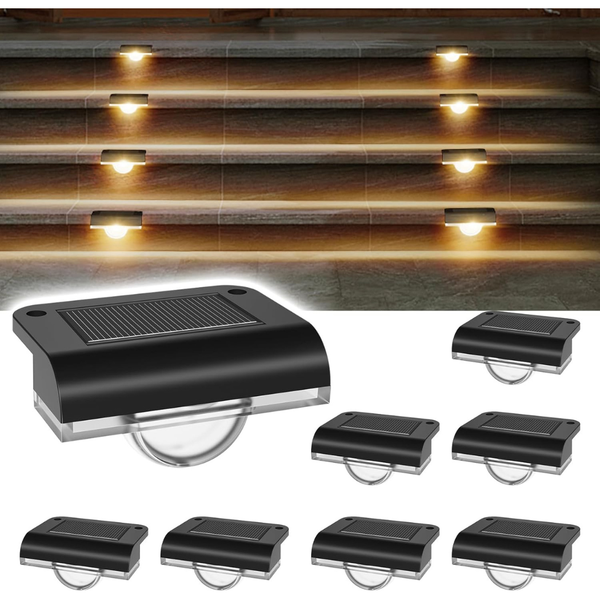 8-Pack Solar Step Lights For Outdoor Deck And Stairs