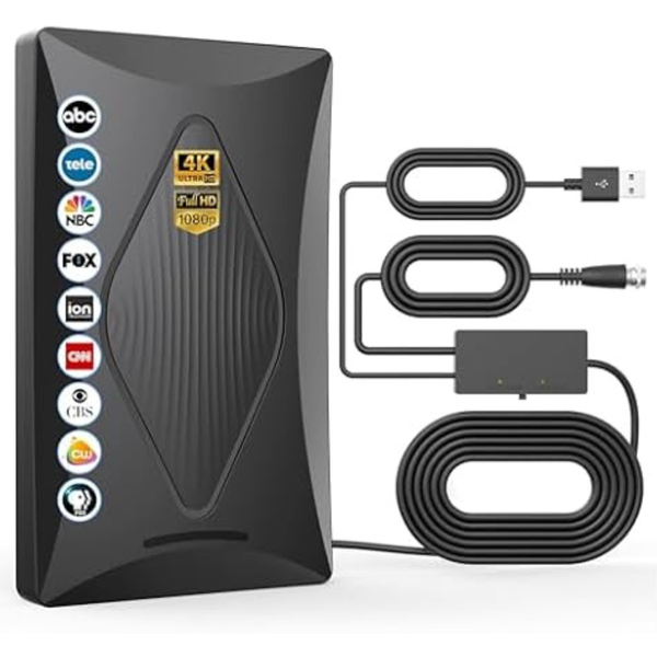 Long Range Amplified Digital TV Antenna W/USB Signal Booster