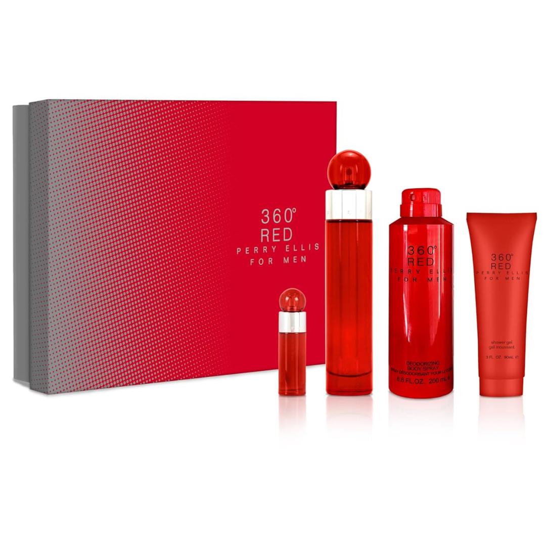 4-Piece Perry Ellis 360 Red 3.4oz EDT Spray