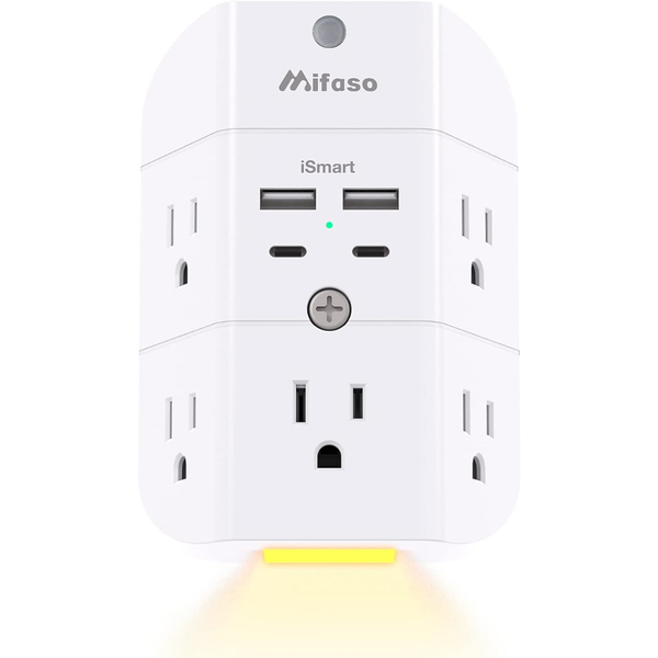 5-Outlet Splitter & 4 USB Ports Surge Protector Outlet Extender