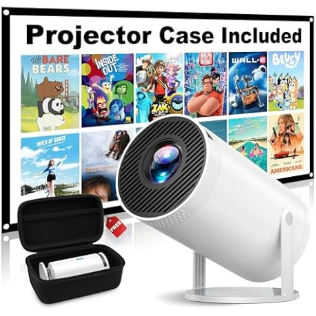 Mini Portable 4K Native 1080P Home Theater Projector with Case