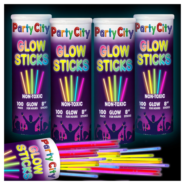 Party City 8″ Neon Glow Sticks Bulk Party Pack With Connectors Bracelets & Necklaces