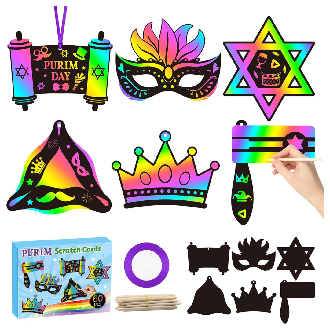 60 Pcs Purim Scratch Art Cards Or Bookmarks