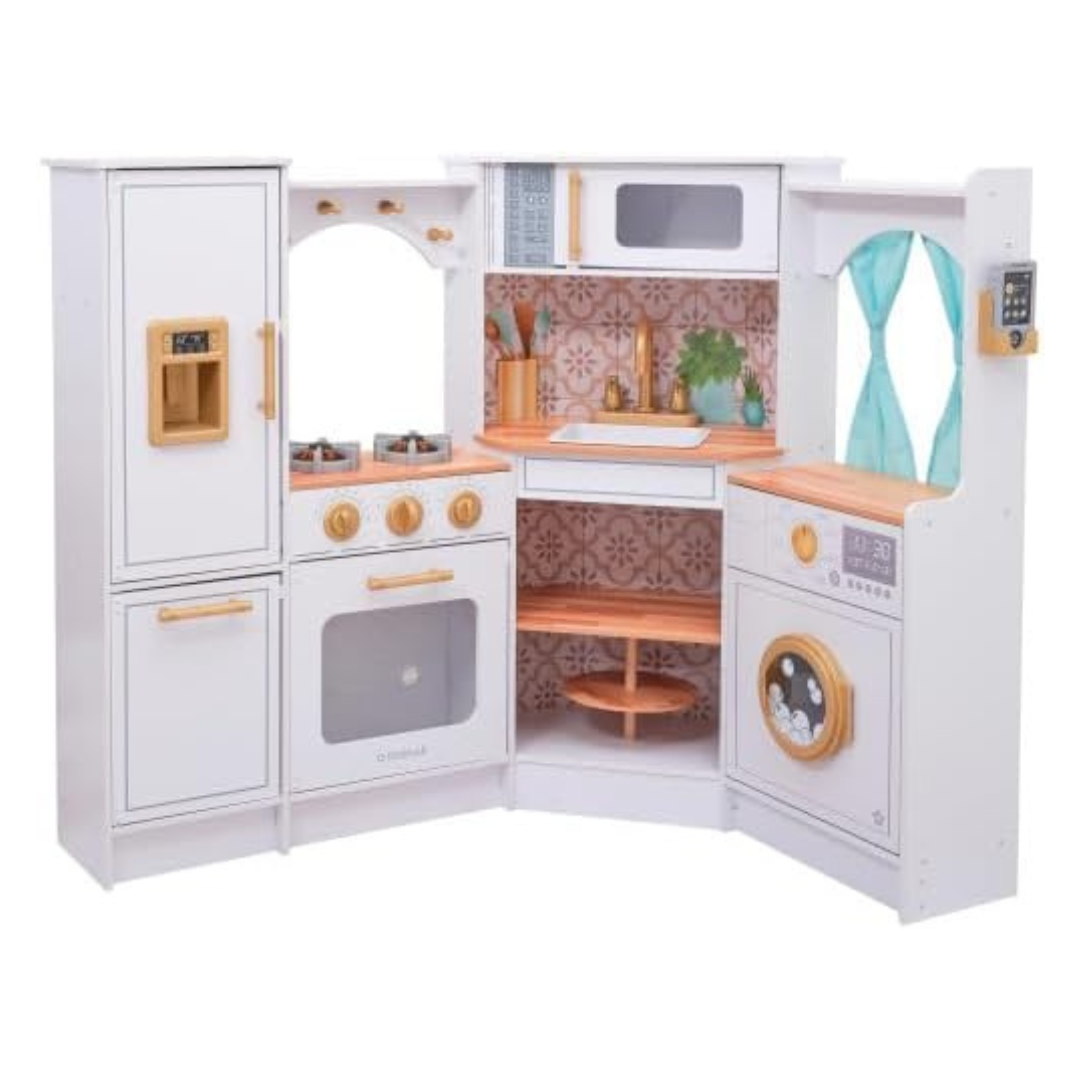 KidKraft Ultimate Corner Wooden Play Kitchen With Lights & Sounds