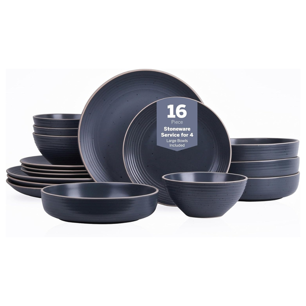 16-Piece Stone Lain Lauren Modern Stoneware Round Dinnerware Set