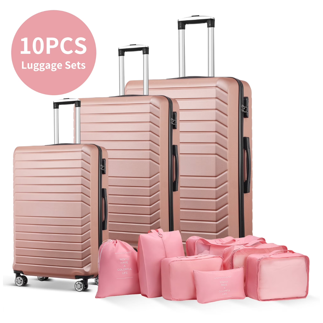 10-Piece Luggage Sets With Packing Cubes (Various Colors)