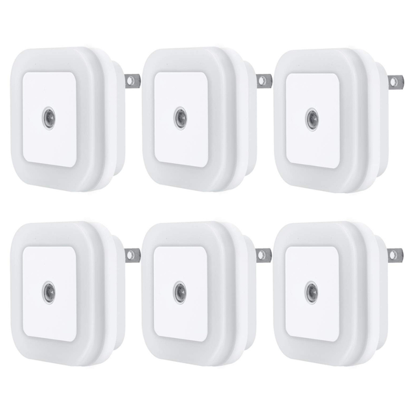 6-Pack Plug-In LED Night Light With Dusk To Dawn Sensor