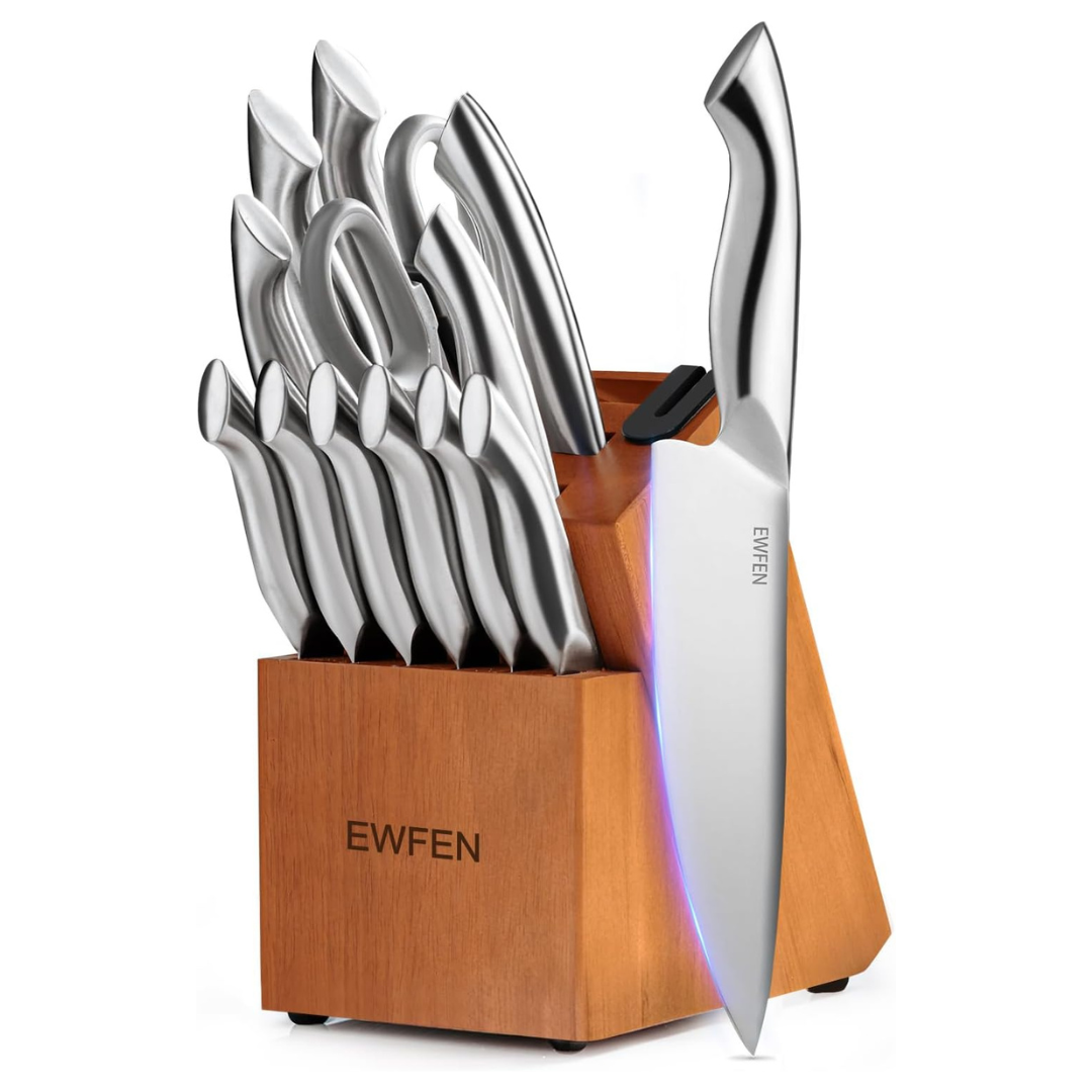14-Piece Kitchen Stainless Steel Knife Set With Block