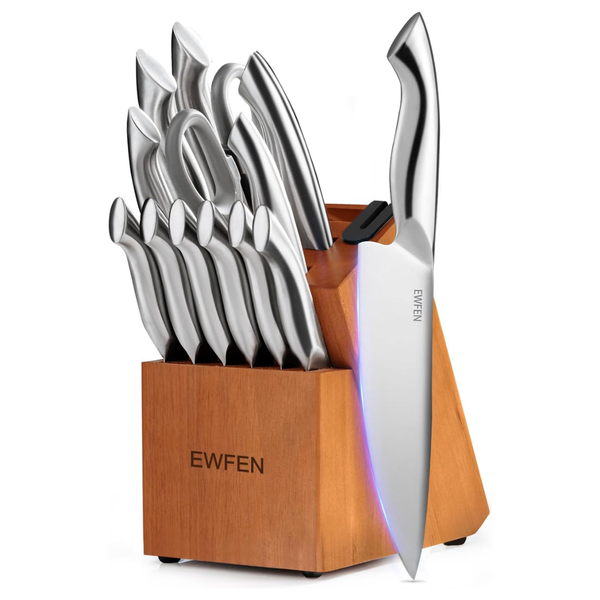14-Piece Kitchen Stainless Steel Knife Set With Block