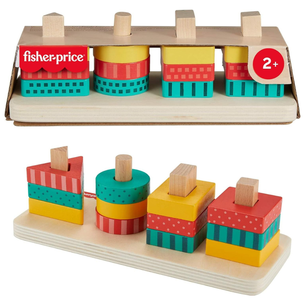 13-Piece Fisher-Price Kids Wood Toddler Toy Shape Stacker