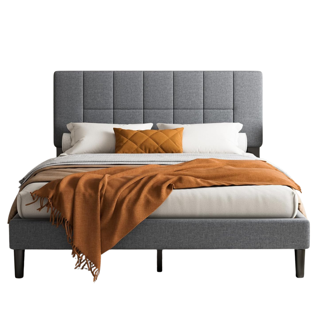 Marsail Full-Size Bed Frame With Headboard & 12 Support Legs