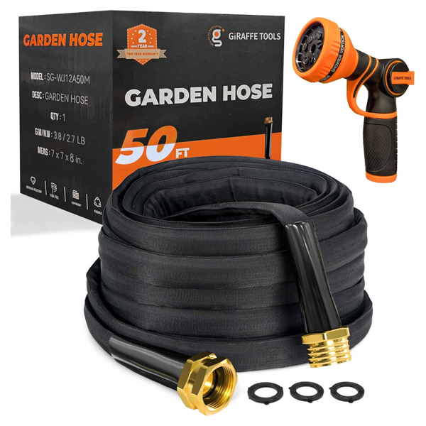 50-Ft Giraffe Tools Garden Hose With 9 Spray Function Nozzle
