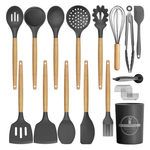 GPED 29-Piece Silicone Kitchen Utensil Set With Wooden Handles