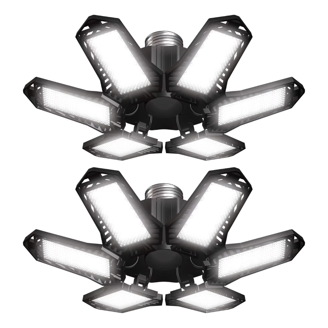 2-Pack Sentryse LED Garage Lights W/ 6 Adjustable Panels