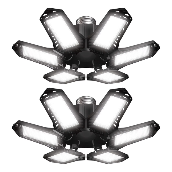 2-Pack Sentryse LED Garage Lights W/ 6 Adjustable Panels