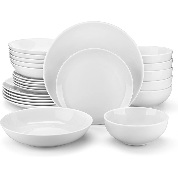 24-Piece Malacasa Gourmet Porcelain Dinnerware Set For 6