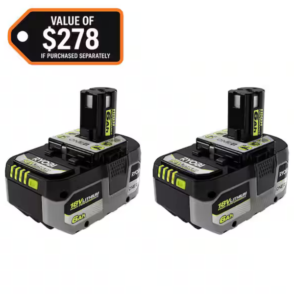 2-Pack Ryobi ONE+ HP 18V Lithium-Ion 6.0Ah Battery
