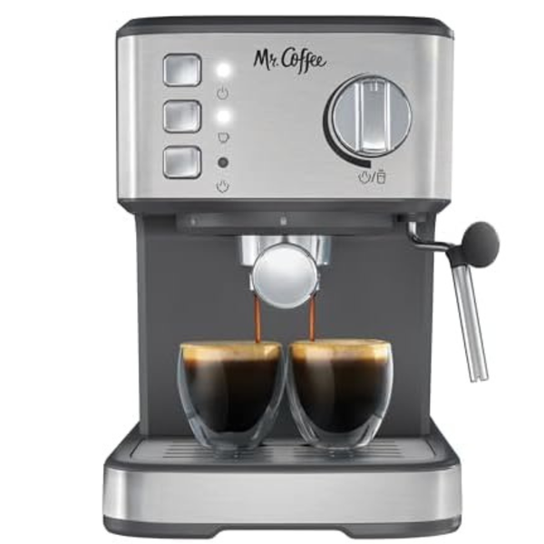 Mr. Coffee Compact Espresso Maker with Steam Wand