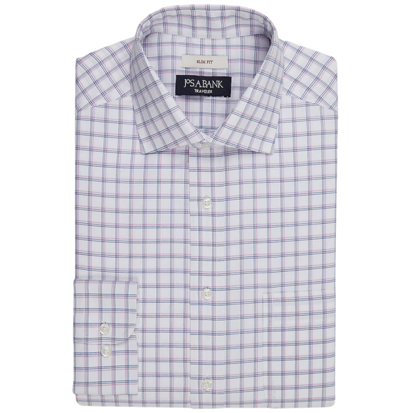 Traveler Collection Slim Fit Plaid Dress Shirt