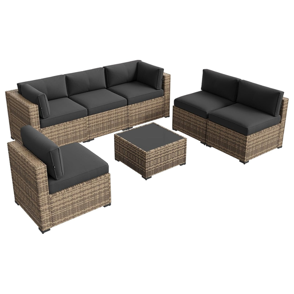 7-Piece Patio Conversation Furniture Sectional Sofa Sets