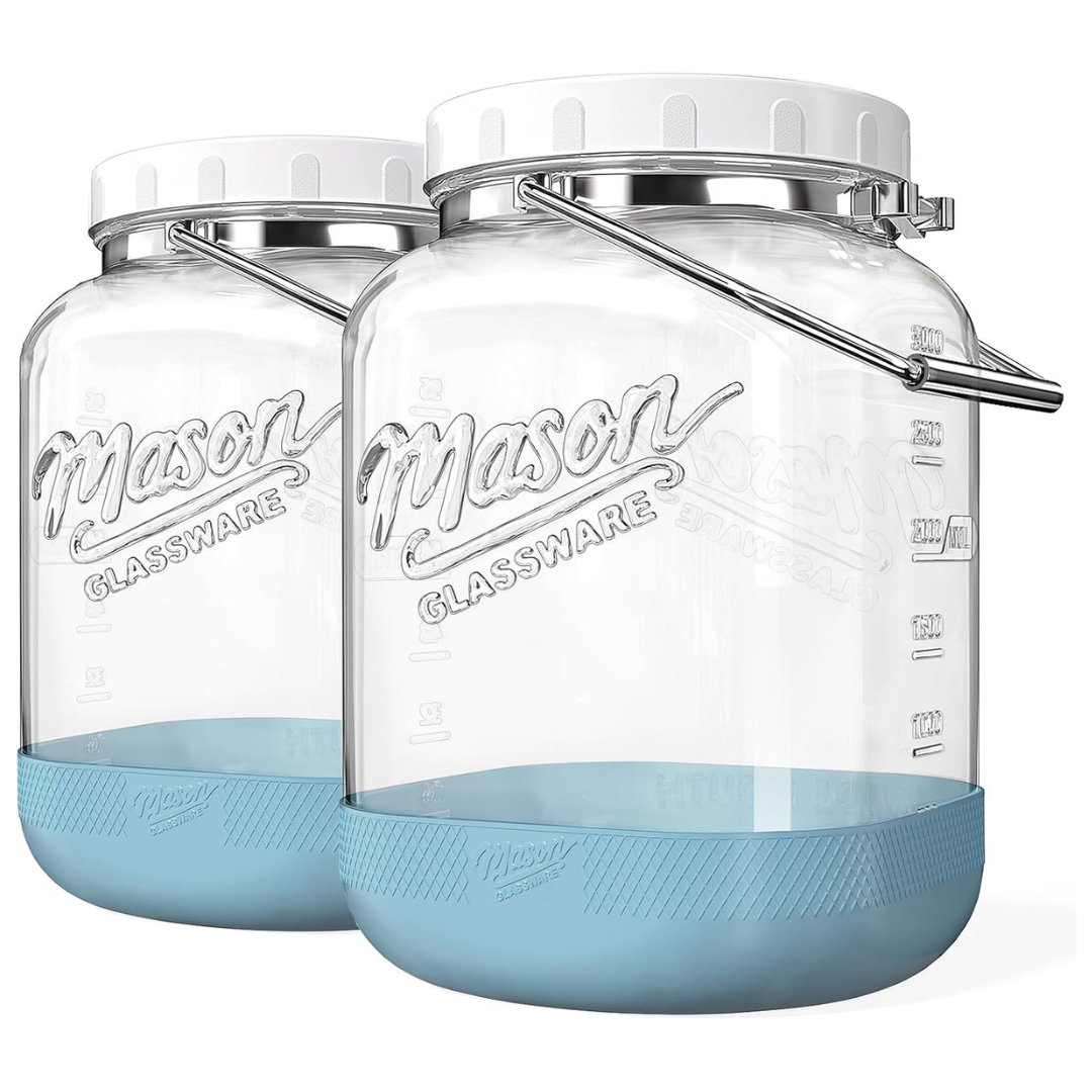 2-Pack 1 Gallon Square Wide Mouth Mason Glass Jar