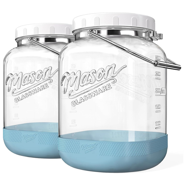 2-Pack 1 Gallon Square Wide Mouth Mason Glass Jar