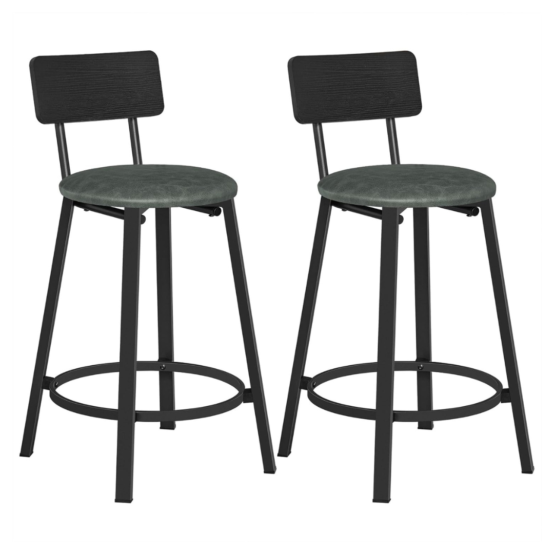 Set Of 2 Vasagle 29.7'' PU Upholstered Breakfast Bar Stools
