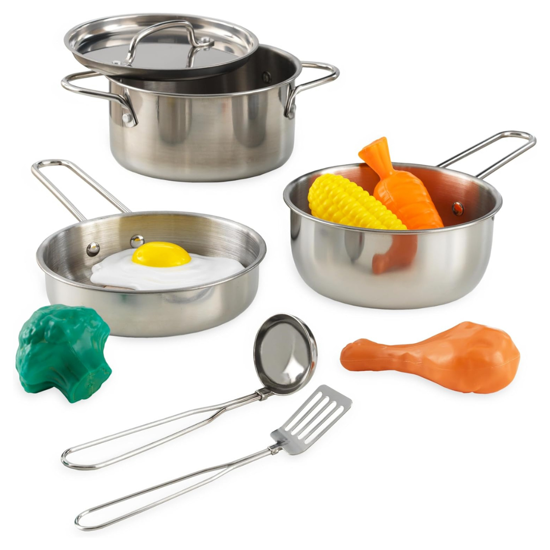 KidKraft Deluxe Cookware Set With Food, Gift For Ages 3+