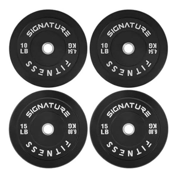 Signature Fitness 2" Olympic Bumper Plate Weight Plates With Steel Hub