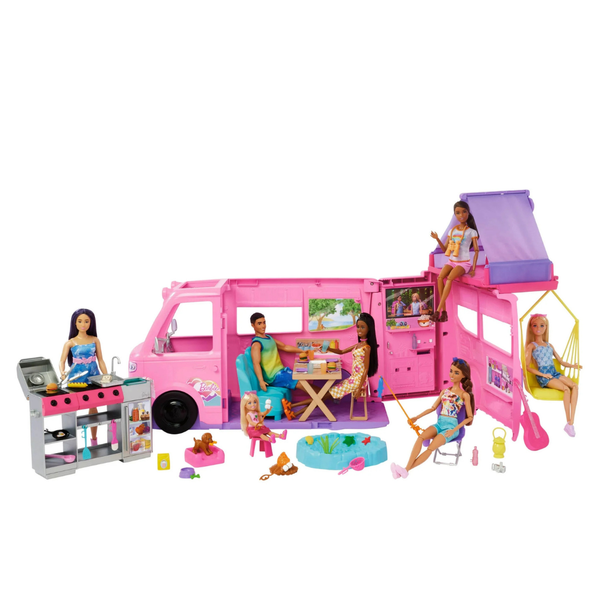 Barbie Dream Camper Playset With Roof Tent BBQ Grill