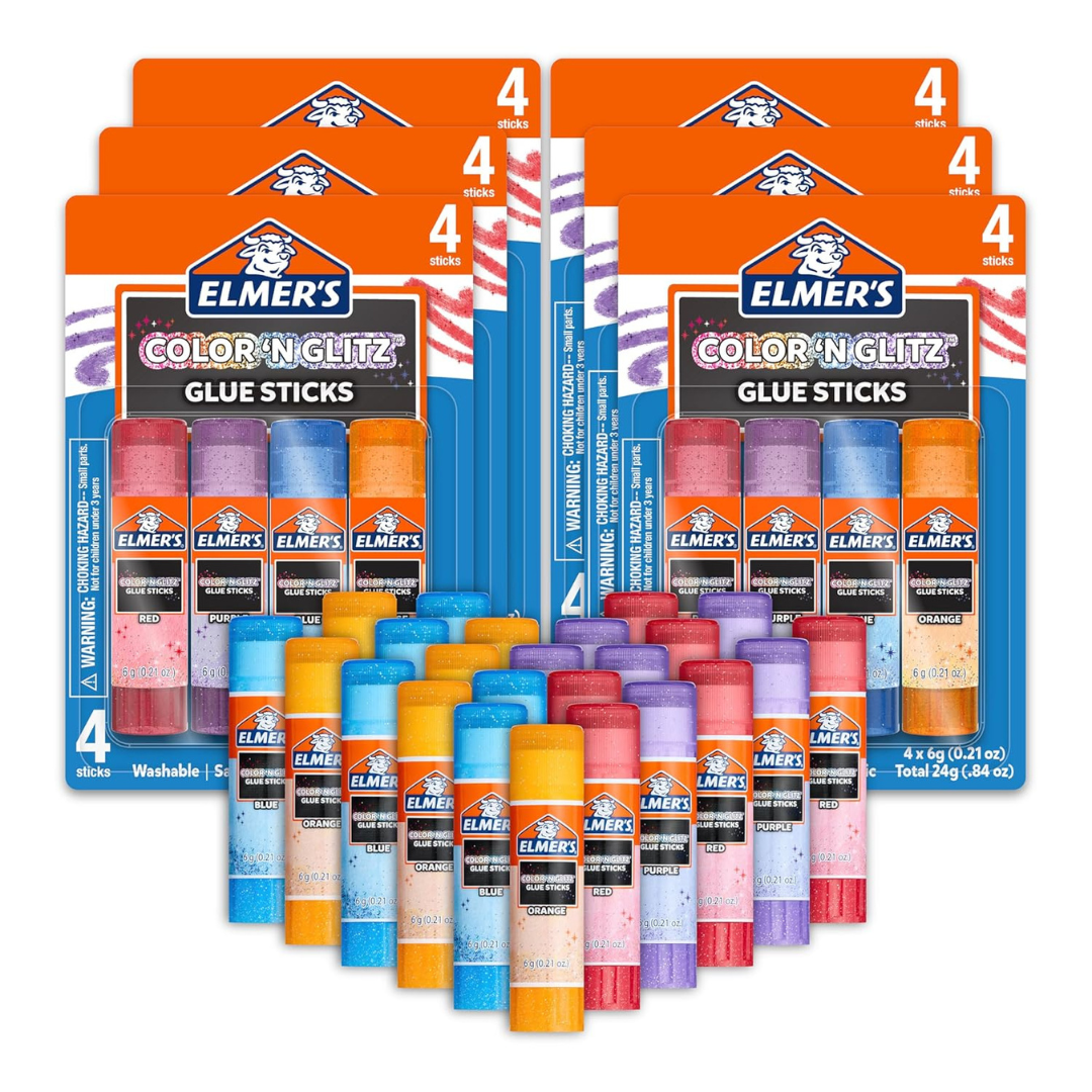 24-Count Elmer's Color 'n Glitz Glue Sticks