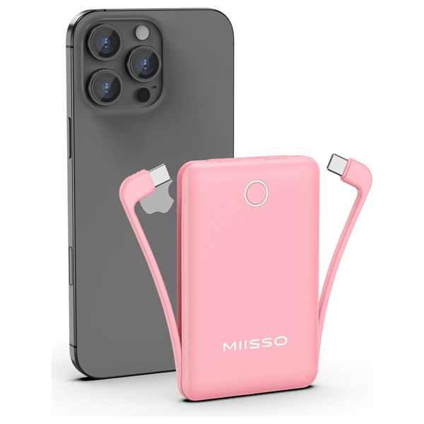 10000mAh Miisso USB-C Portable Power Bank W/ Built In Cable (Various)