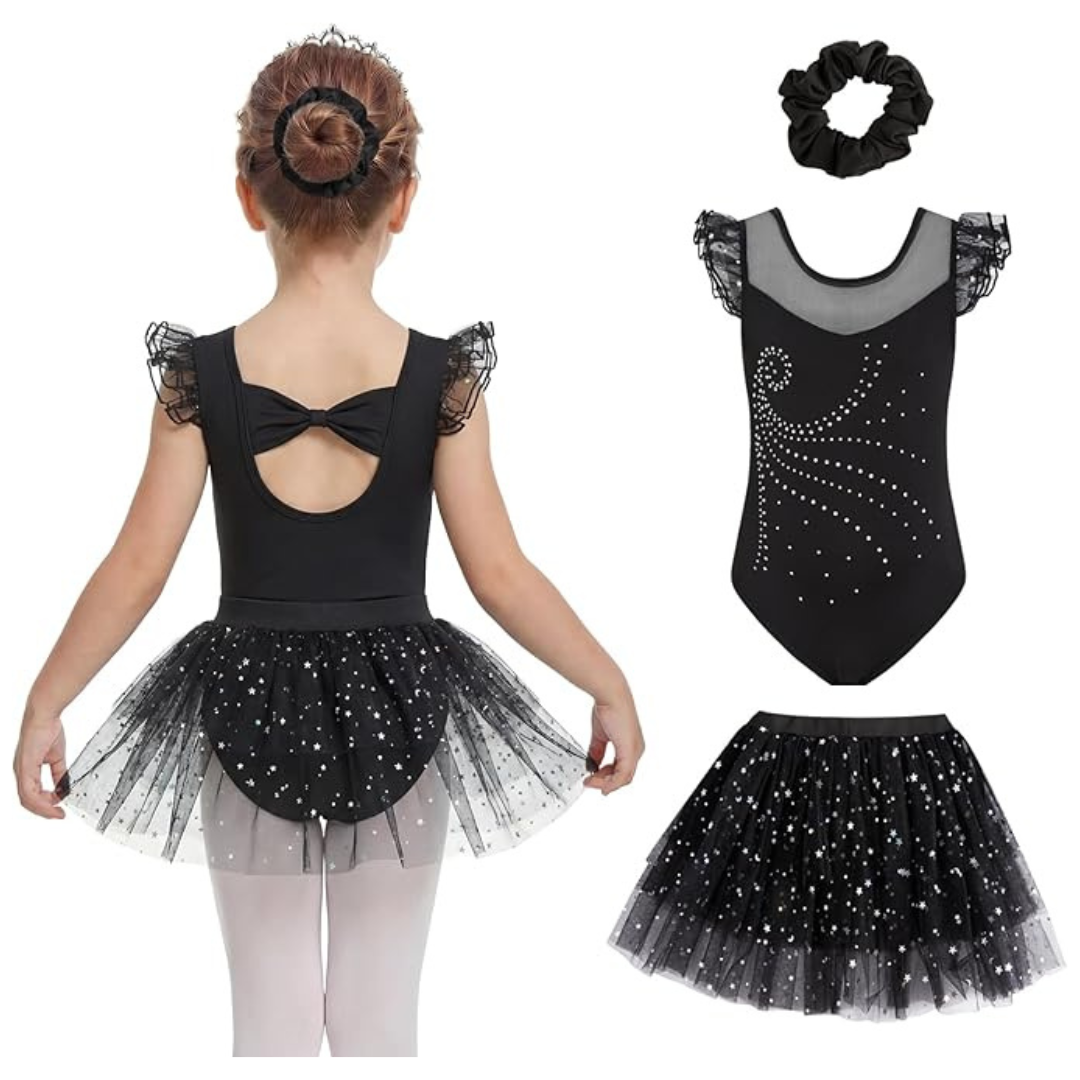 3-Piece Girls Ruffle Sleeve Dance Dress Set (Various Colors)