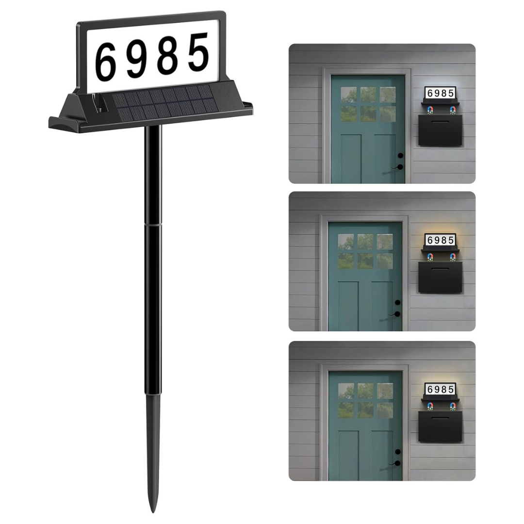 Cybrasc House Number Solar Address Sign