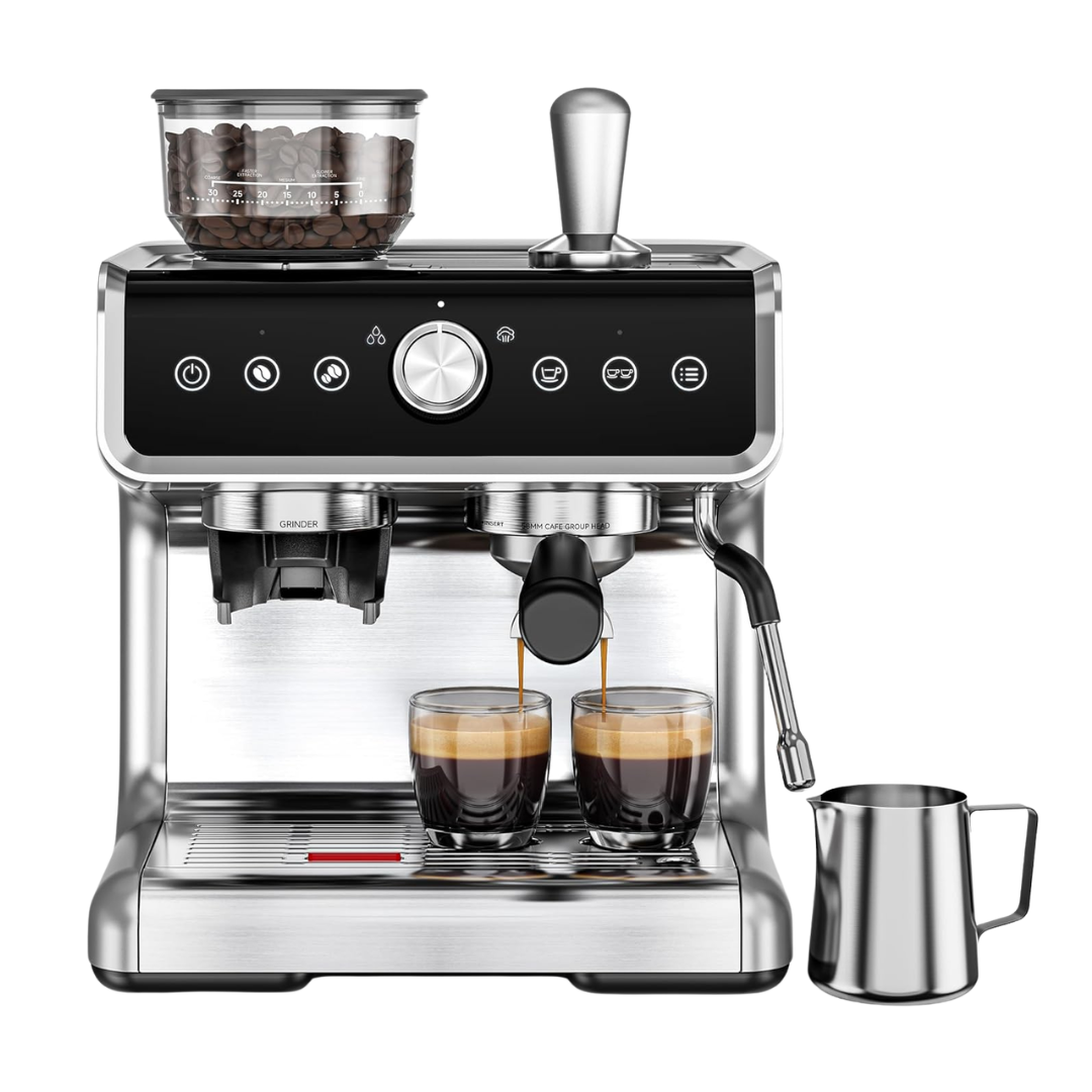 20 Bar Espresso Machine With Built-In Grinder Professional Coffee Maker
