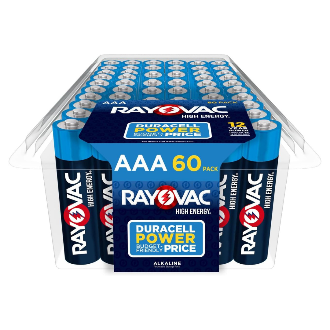 60-Pack Rayovac High Energy Alkaline AAA Batteries