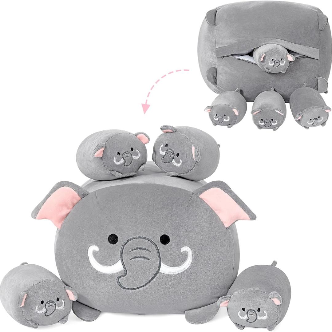15.7" 5-Pieces Elephant Stuffed Animals Plush Toys Set (Various)