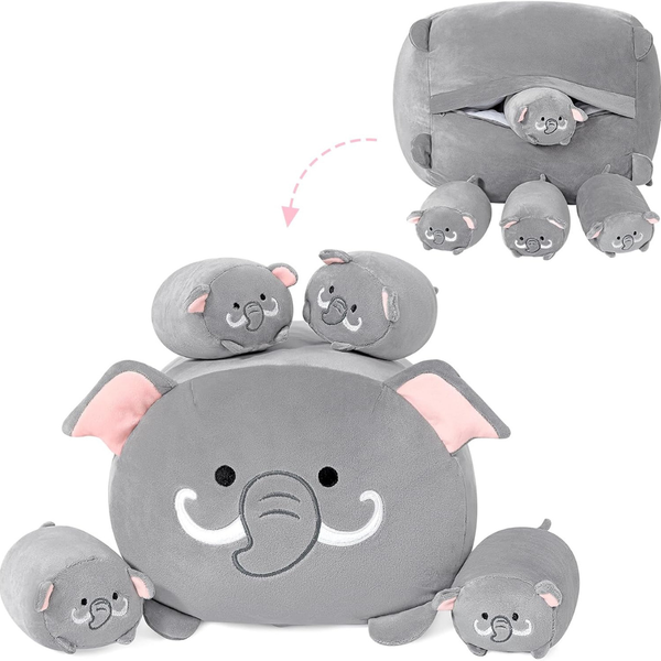 15.7" 5-Pieces Elephant Stuffed Animals Plush Toys Set (Various)