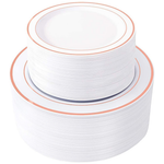 120-Piece Rose Gold Disposable Dinner & Dessert Plates
