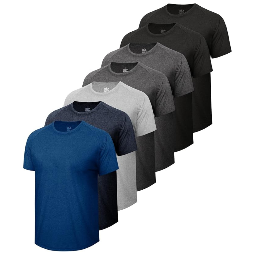 7-Pack Men's Quick-Dry Moisture-Wicking Short Sleeve Athletic T-Shirts