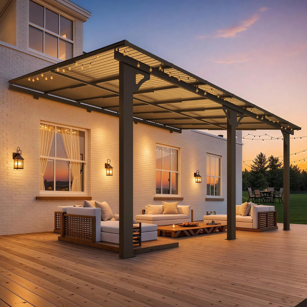 10' x 14' Wall-Mounted Outdoor Hardtop Gazebo