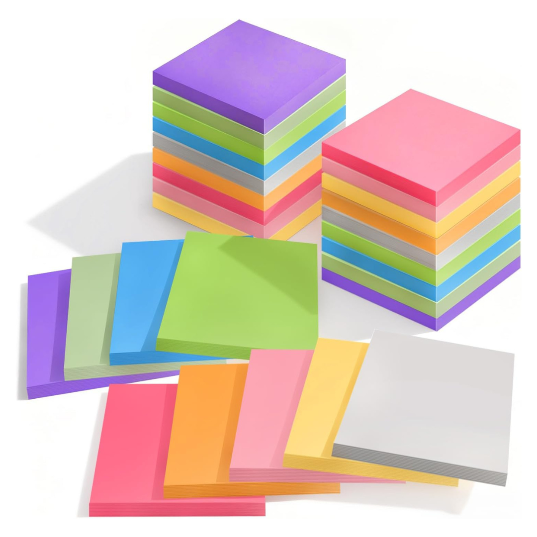 27-Pack Colorful Self-Stick Memo Pads (3x3")