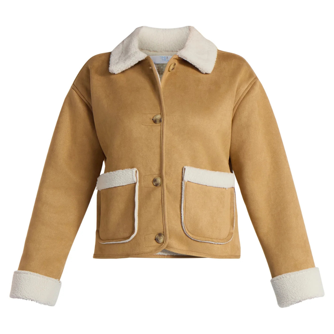 Women's Plus Bonded Faux Shearling Jacket