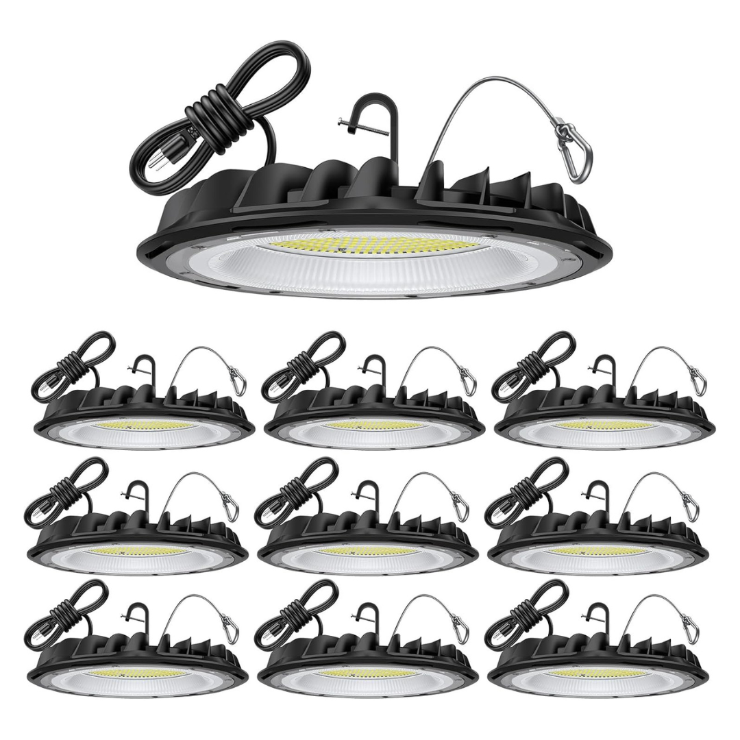 10-Pack 155W UFO LED High Bay Shop Lights (22500lm, Daylight 5000K)