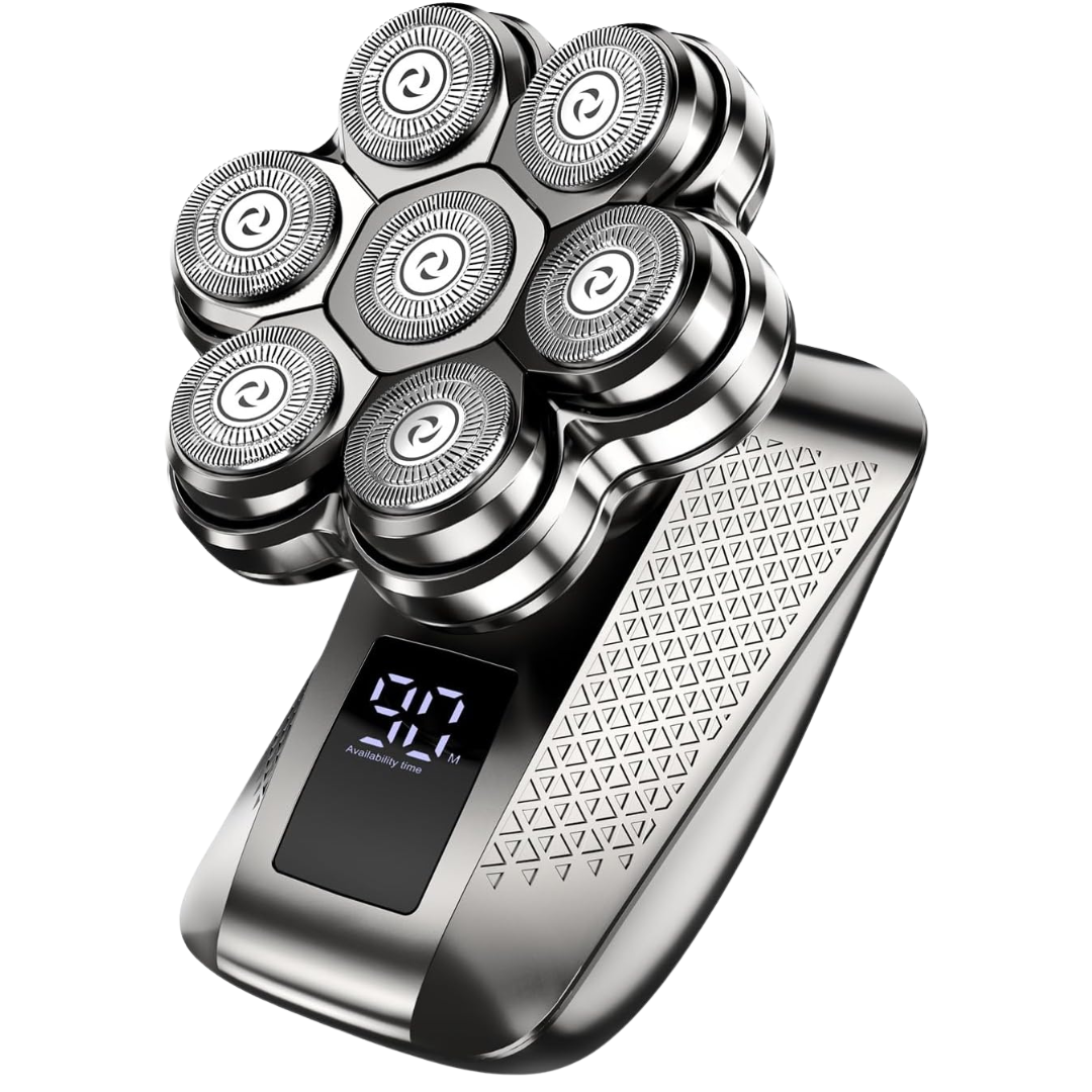 Men's 7D 5-In-1 Electric Head Shaver & Grooming Kit With LED Display