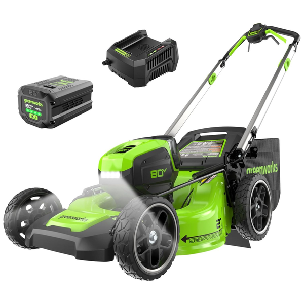 21" Greenworks 80V Brushless Cordless Lawn Mower W/ 4Ah Battery & Charger