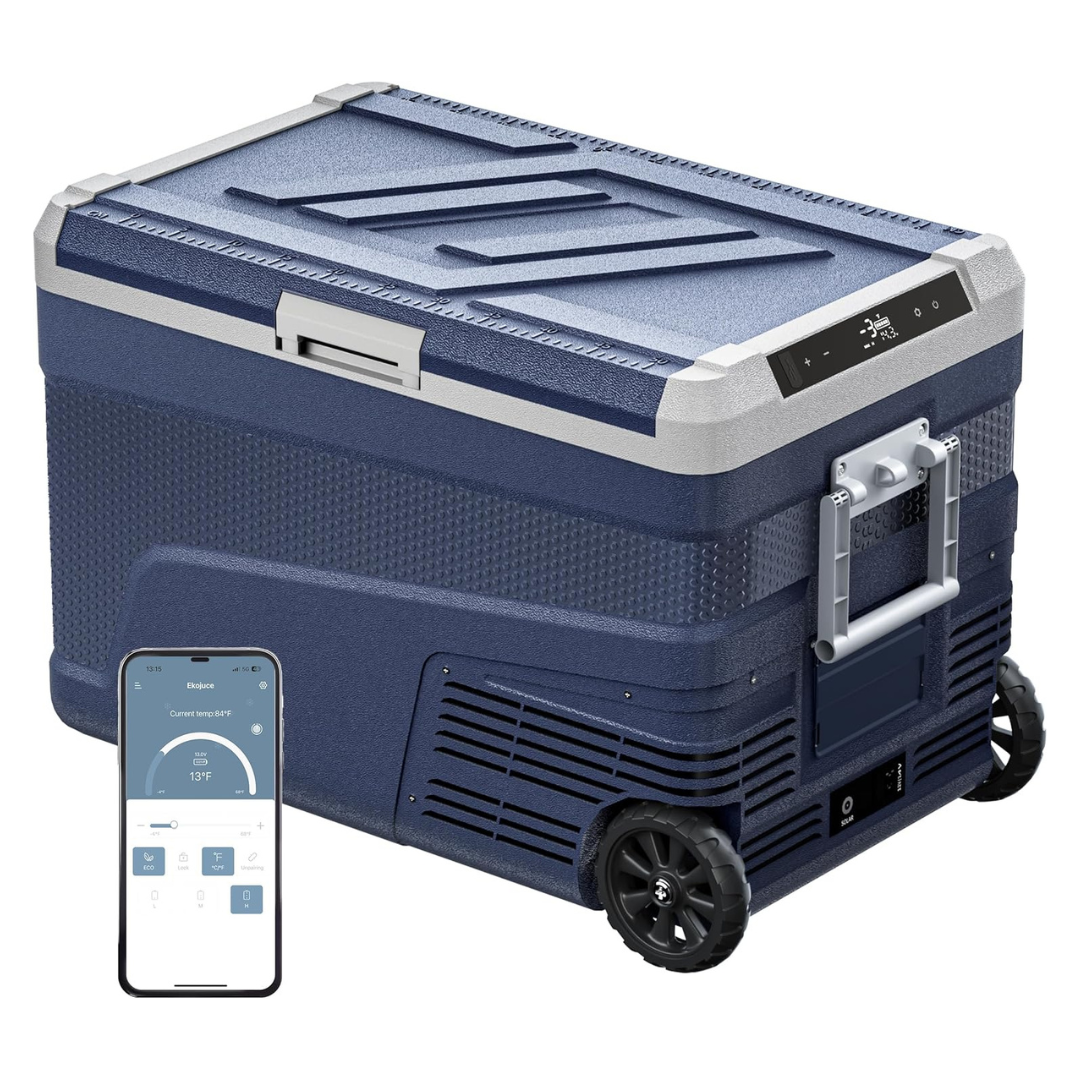 Ekojuce 45L 12 Volt Portable Car Refrigerator Freezer With Wheels