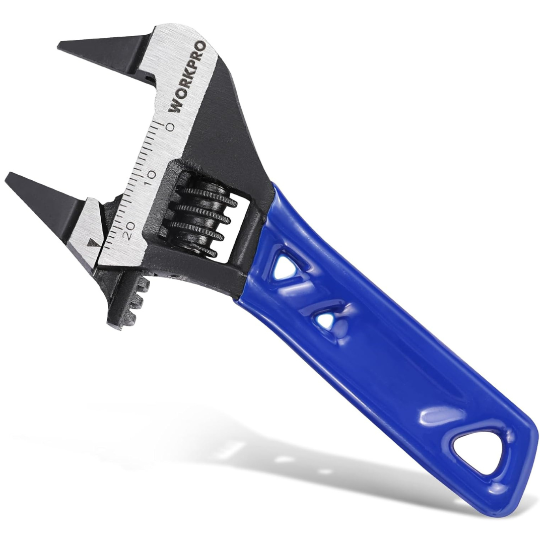 Workpro 4" Thin Jaws Stubby Wide Opening Adjustable Wrench
