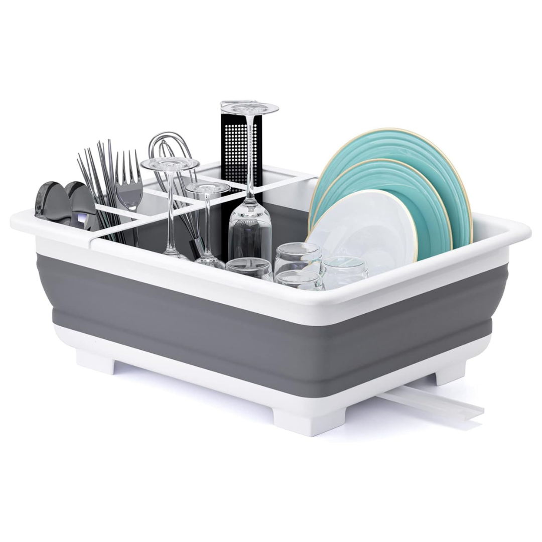 Portable Dish Drying Rack Dinnerware Drainer Organizer